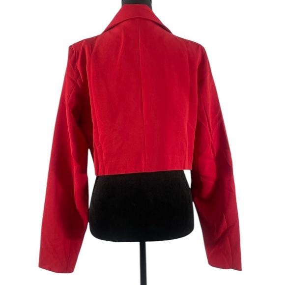 Chic Red Cropped Blazer,Two-Button Blazer, Large,New - Picture 3 of 7